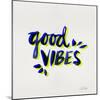 Good Vibes - Navy and Yellow Ink-Cat Coquillette-Mounted Giclee Print