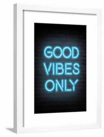 Good Vibes Only - Blue Neon-null-Framed Art Print