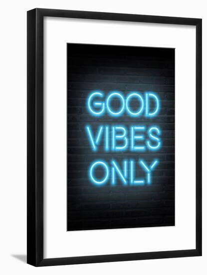 Good Vibes Only - Blue Neon-null-Framed Art Print