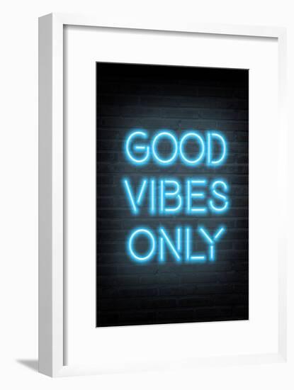 Good Vibes Only - Blue Neon-null-Framed Art Print