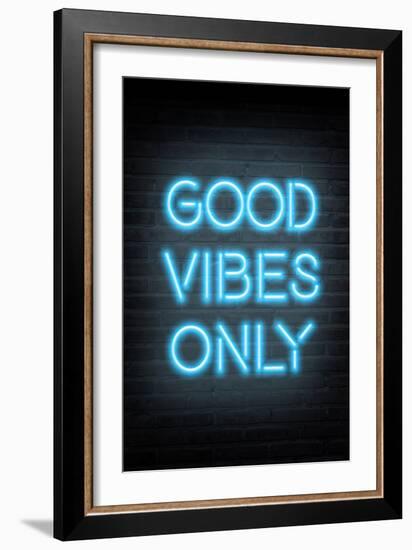 Good Vibes Only - Blue Neon-null-Framed Art Print