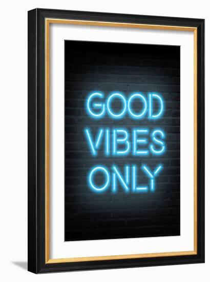 Good Vibes Only - Blue Neon-null-Framed Art Print