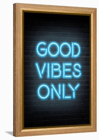 Good Vibes Only - Blue Neon-null-Framed Stretched Canvas