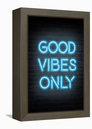 Good Vibes Only - Blue Neon-null-Framed Stretched Canvas