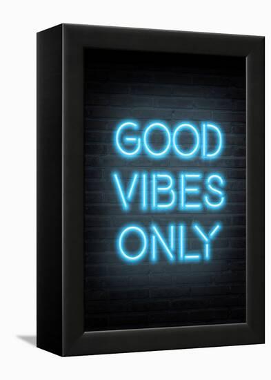 Good Vibes Only - Blue Neon-null-Framed Stretched Canvas