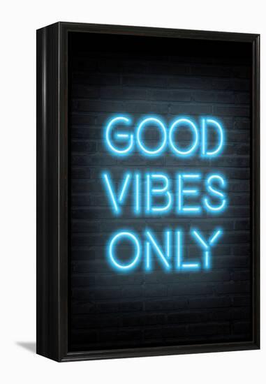 Good Vibes Only - Blue Neon-null-Framed Stretched Canvas