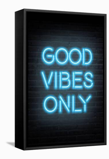 Good Vibes Only - Blue Neon-null-Framed Stretched Canvas