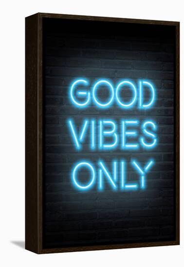 Good Vibes Only - Blue Neon-null-Framed Stretched Canvas