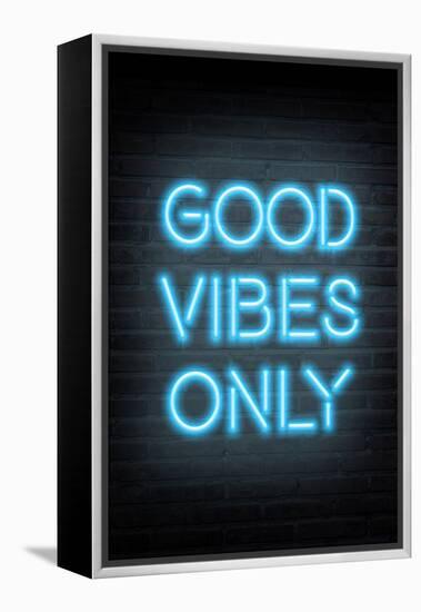 Good Vibes Only - Blue Neon-null-Framed Stretched Canvas