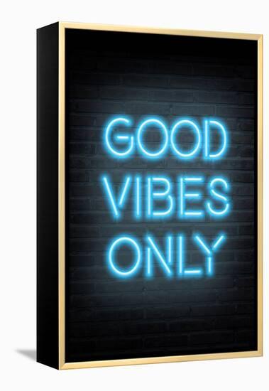 Good Vibes Only - Blue Neon-null-Framed Stretched Canvas