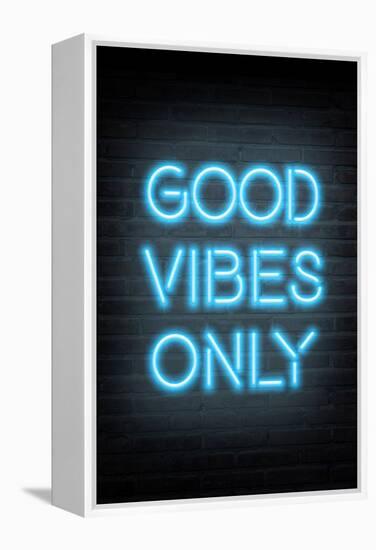 Good Vibes Only - Blue Neon-null-Framed Stretched Canvas