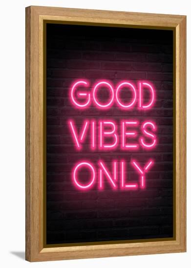 Good Vibes Only - Pink Neon-null-Framed Stretched Canvas