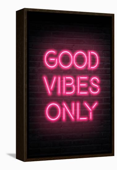 Good Vibes Only - Pink Neon-null-Framed Stretched Canvas