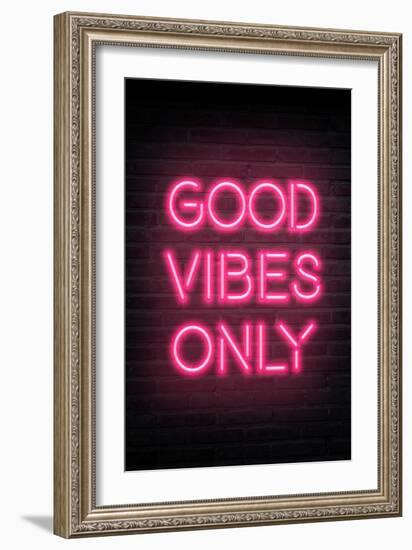 Good Vibes Only - Pink Neon-null-Framed Art Print