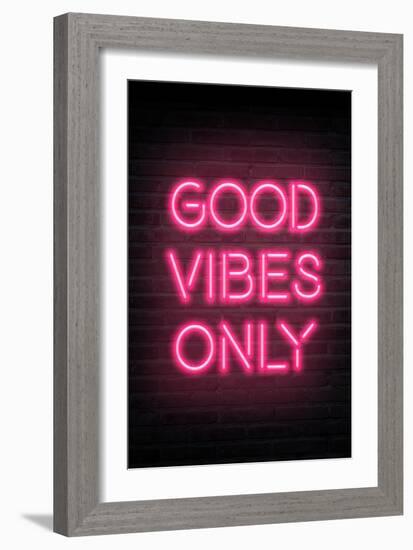 Good Vibes Only - Pink Neon-null-Framed Art Print