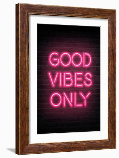 Good Vibes Only - Pink Neon-null-Framed Art Print