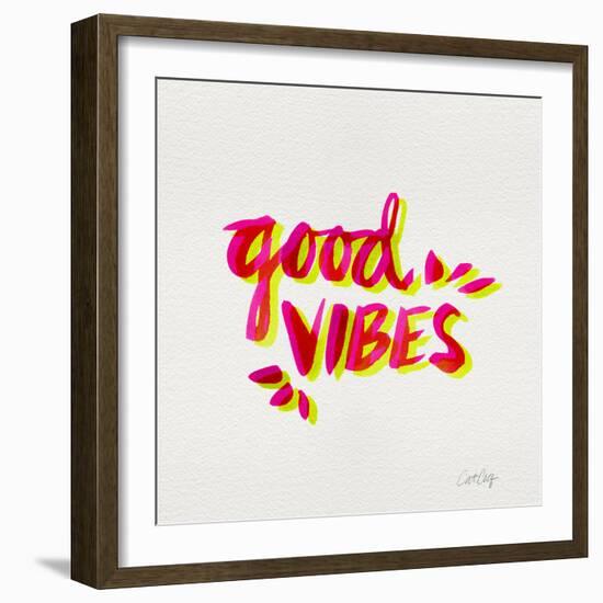 Good Vibes - Pink and Yellow Ink-Cat Coquillette-Framed Giclee Print