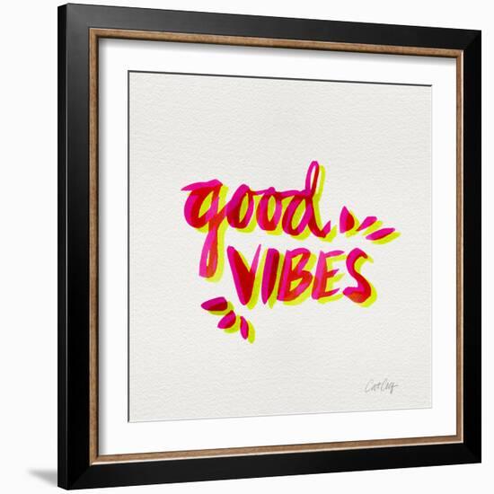 Good Vibes - Pink and Yellow Ink-Cat Coquillette-Framed Giclee Print