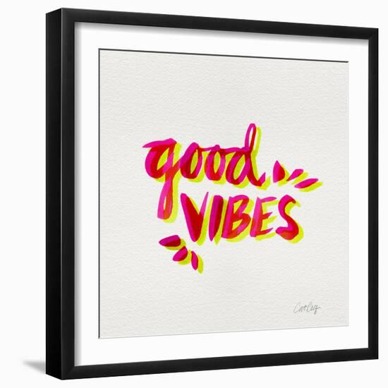 Good Vibes - Pink and Yellow Ink-Cat Coquillette-Framed Giclee Print