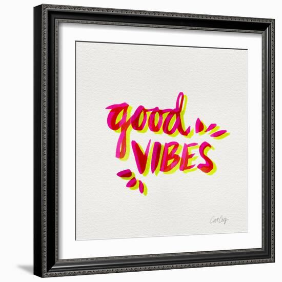 Good Vibes - Pink and Yellow Ink-Cat Coquillette-Framed Giclee Print