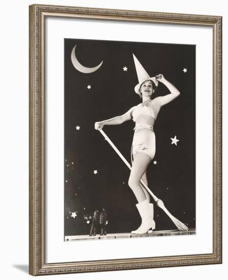 Good Witch on Her Broomstick-null-Framed Photo