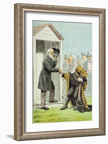 Goodbye to Judge Clark, from 'St. Stephen's Review Presentation Cartoon', 8 Dec 1888-Tom Merry-Framed Giclee Print