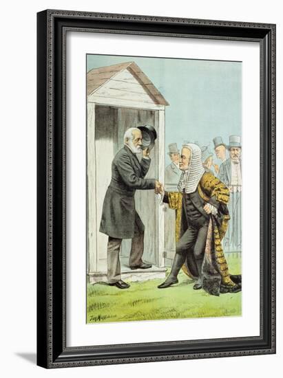 Goodbye to Judge Clark, from 'St. Stephen's Review Presentation Cartoon', 8 Dec 1888-Tom Merry-Framed Giclee Print