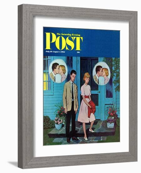 "Goodnight Kiss," Saturday Evening Post Cover, July 28, 1962-Amos Sewell-Framed Giclee Print