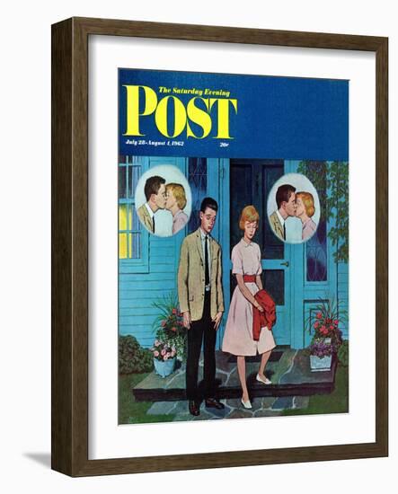 "Goodnight Kiss," Saturday Evening Post Cover, July 28, 1962-Amos Sewell-Framed Giclee Print