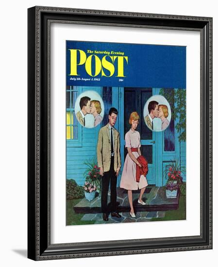 "Goodnight Kiss," Saturday Evening Post Cover, July 28, 1962-Amos Sewell-Framed Giclee Print