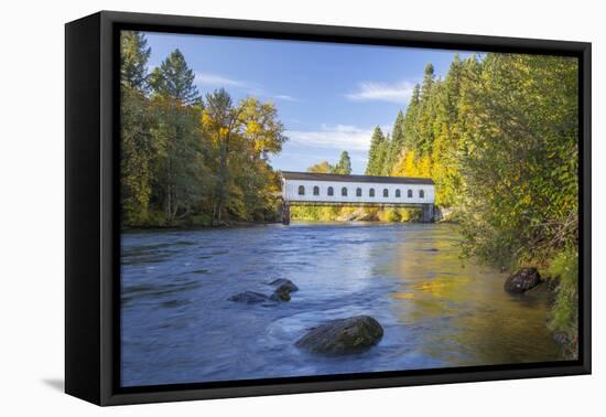 Goodpasture Covered Bridge, Mckenzie River, Lane County, Oregon, USA-Jamie & Judy Wild-Framed Premier Image Canvas