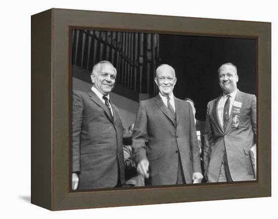 Goodwin Knight, Pres. Dwight D. Eisenhower and William Knowland During Campaign Tour of California-Ed Clark-Framed Premier Image Canvas