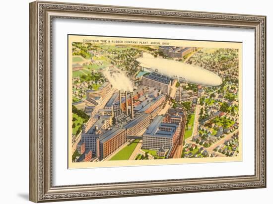 Goodyear Blimp and Factory, Akron, Ohio-null-Framed Art Print