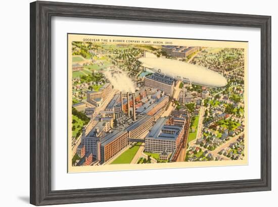 Goodyear Blimp and Factory, Akron, Ohio-null-Framed Art Print