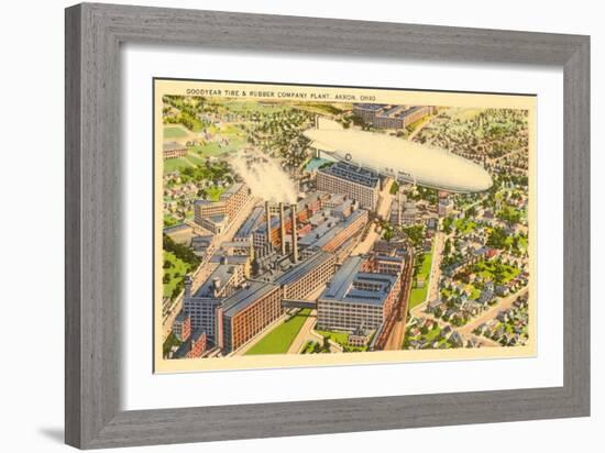 Goodyear Blimp and Factory, Akron, Ohio-null-Framed Art Print