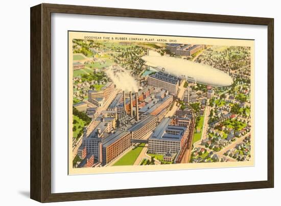 Goodyear Blimp and Factory, Akron, Ohio-null-Framed Art Print