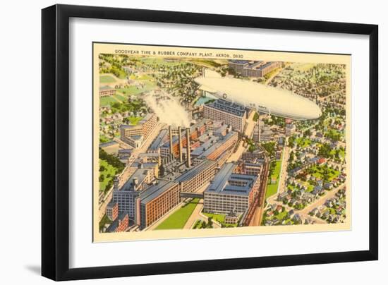 Goodyear Blimp and Factory, Akron, Ohio-null-Framed Art Print