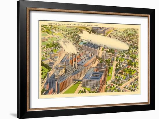 Goodyear Blimp and Factory, Akron, Ohio-null-Framed Art Print