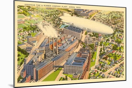 Goodyear Blimp and Factory, Akron, Ohio-null-Mounted Art Print