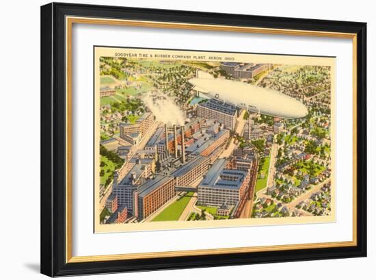 Goodyear Blimp and Factory, Akron, Ohio-null-Framed Art Print