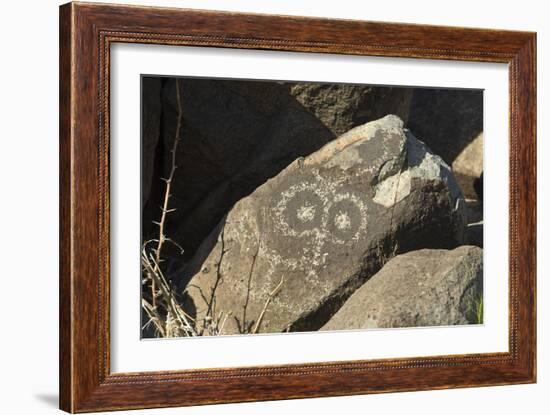 Google-Eyed Jornada-Mogollon Petroglyph at Three Rivers Site, New Mexico-null-Framed Photographic Print