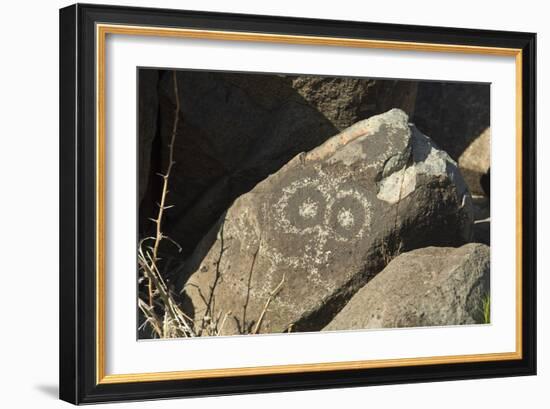 Google-Eyed Jornada-Mogollon Petroglyph at Three Rivers Site, New Mexico-null-Framed Photographic Print