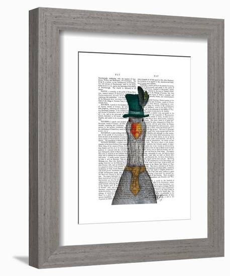 Goose in Green Hat-Fab Funky-Framed Art Print