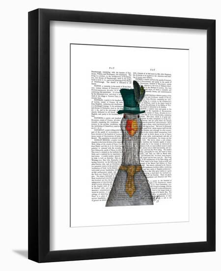 Goose in Green Hat-Fab Funky-Framed Art Print