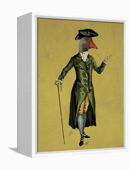 Goose in Green Regency Coat-Fab Funky-Framed Stretched Canvas