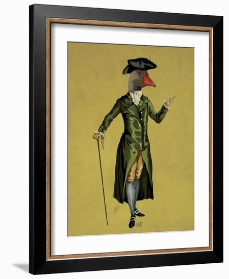 Goose in Green Regency Coat-Fab Funky-Framed Art Print