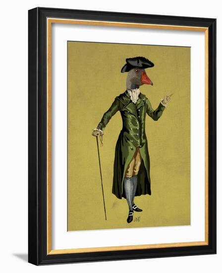 Goose in Green Regency Coat-Fab Funky-Framed Art Print