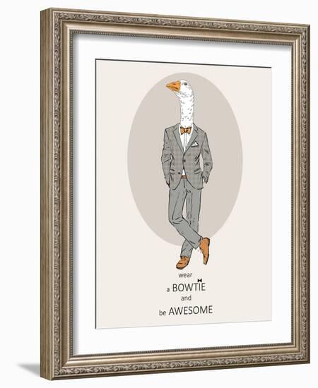 Goose in Pin Suit-Olga Angellos-Framed Art Print