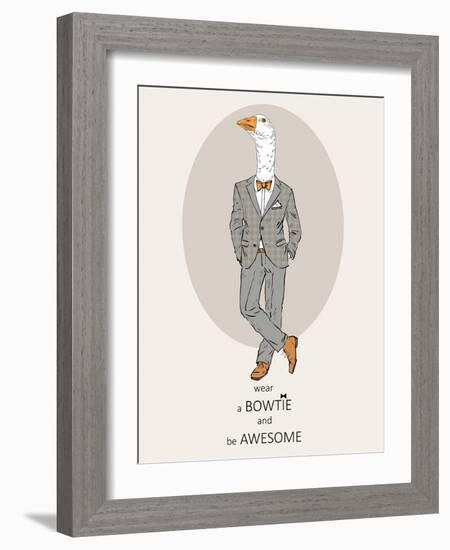 Goose in Pin Suit-Olga Angellos-Framed Art Print