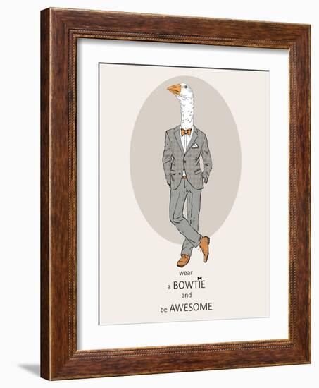 Goose in Pin Suit-Olga Angellos-Framed Art Print